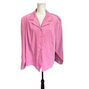 M.H.M. Womens HotPink Moleskin Button-Down Blazer 24W Work Career Office